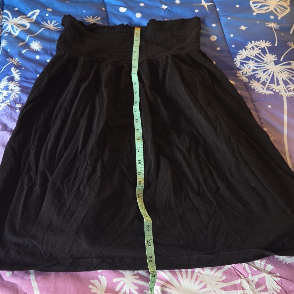 SO Smocked Cotton A-Line Knee Length Swimsuit Coverup Black Size L y2k